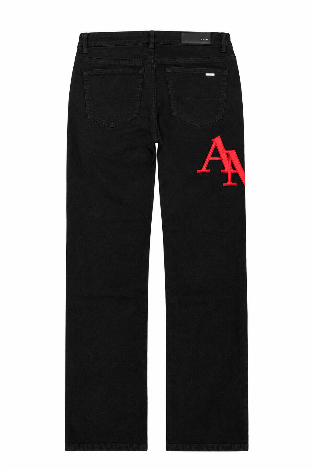 BLACK AND RED LOGO AMIRI JEAN