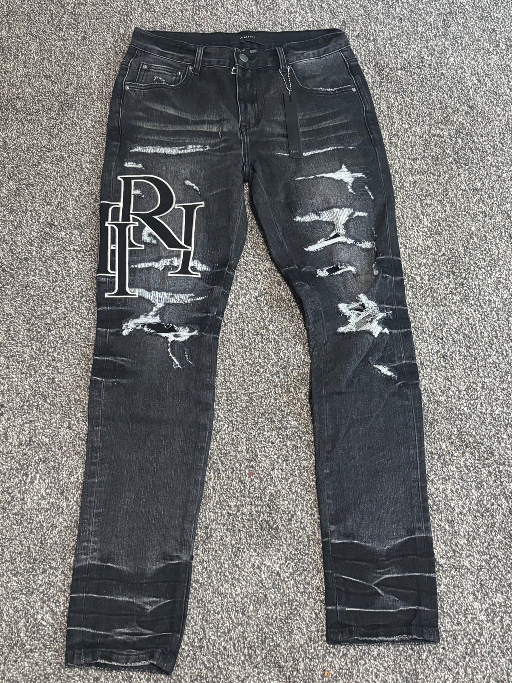 BLACK AND WHITE WASHED AMIRI JEAN