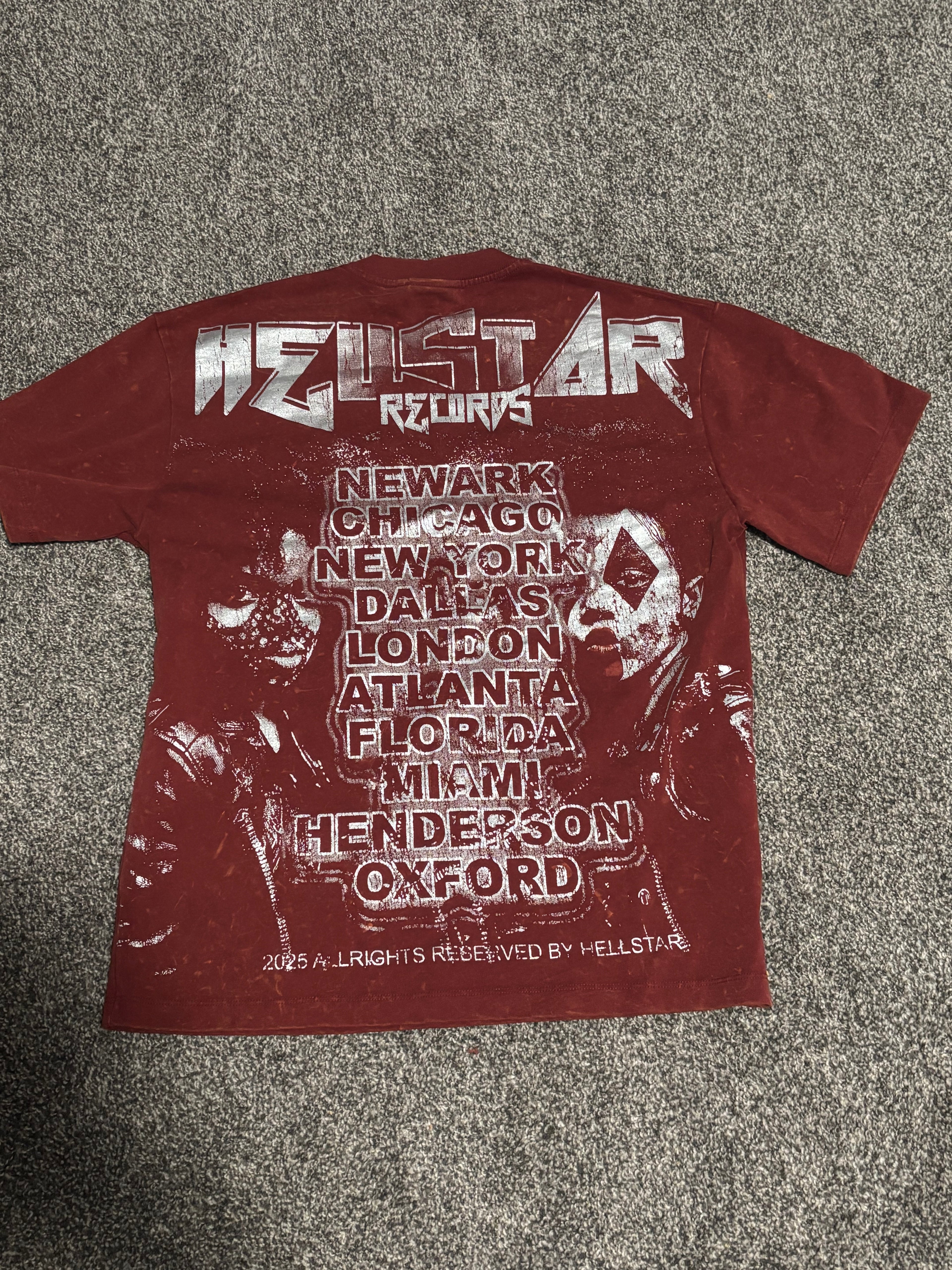 Hellstar Graphic Shirt - Burgundy & Silver