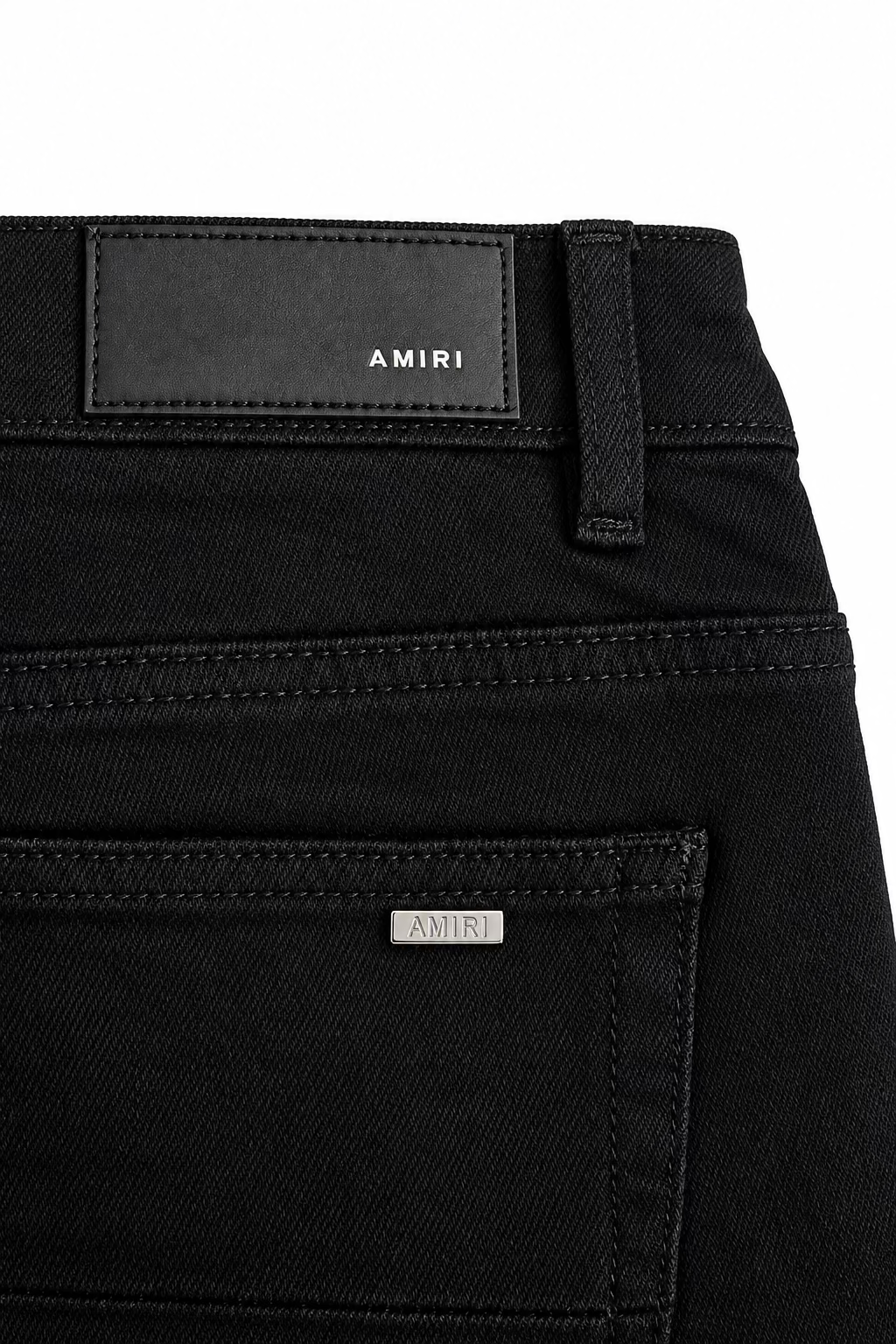 BLACK AND RED LOGO AMIRI JEAN